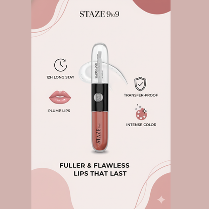STAZE 9to9 Gloss Lock | 12-Hour Transfer-Proof Plumping Lip Gloss with Berries & Botanicals (Buy 1 Get 1 Free 🎁)